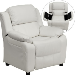 Flash Furniture Deluxe Heavily Padded Contemporary White Vinyl Kids Recliner w/ - All