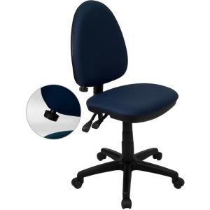 Flash Furniture Mid-Back Navy Blue Fabric Multi-Functional Task Chair w/ Adjusta - All