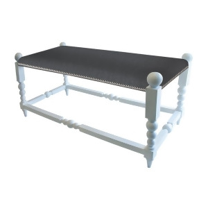 White Julianne Bench With Gun Metal Fabric - All