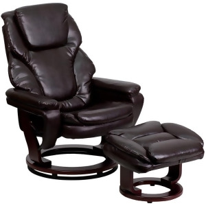 Flash Furniture Contemporary Brown Leather Recliner Ottoman w/ Swiveling Mahog - All