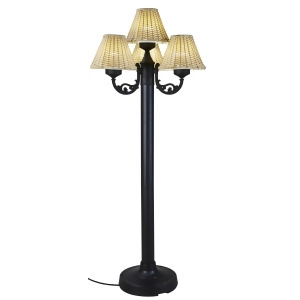 Patio Living Versailles Floor Lamp 19450 with Black Body and Stone Wicker Shades - All