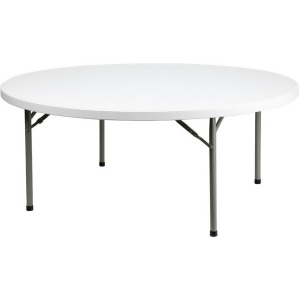 Flash Furniture 72 Inch Round Granite White Plastic Folding Table Dad-ycz-180r - All