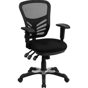 Flash Furniture Mid-Back Black Mesh Chair w/ Triple Paddle Control Hl-0001-gg - All
