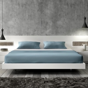 J M Furniture Amora Platform Bed in White Lacquer Stone Slate - All