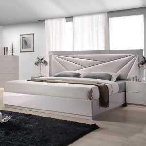 J M Furniture Florence Platform Bed in White Taupe - All
