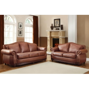 Homelegance Midwood 2 Piece Living Room Set in Dark Brown Leather - All