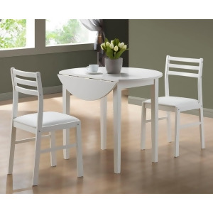 Monarch 1008 3 Piece Round Drop Leaf Dining Room Set in White - All