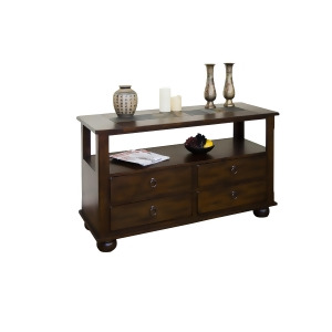 Sunny Designs Santa Fe Sofa Console Table with Drawers In Dark Chocolate - All