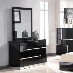 J M Furniture Lucca Dresser w/ Mirror in Black Lacquer - All