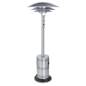 Uniflame Commercial Outdoor Patio Heater Triple Dome304 Stainless Steel Wheel Ki - All