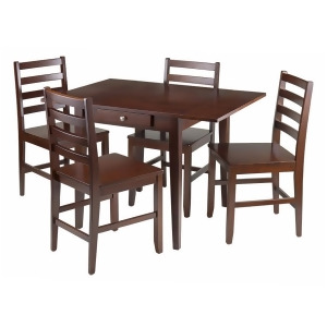 Winsome Wood Hamilton 5-Pc Drop Leaf Dining Table with 4 Ladder Back Chairs - All