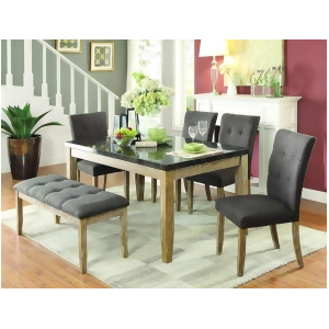 Homelegance Huron 6 Piece Dining Room Set w/Faux Marble Top in Light Oak - All
