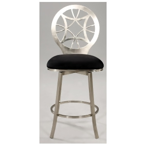 Chintaly 0410 Laser Cut Round Back Memory Swivel Stool In Black - All