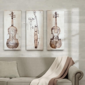 Madison Park Violin Study Set Printed Canvas With Hand Embellishment 3 Piece Set - All