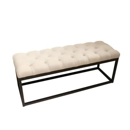Diamond Sofa Mateo Black Powder Coat Metal Small Linen Tufted Bench In Desert Sa 