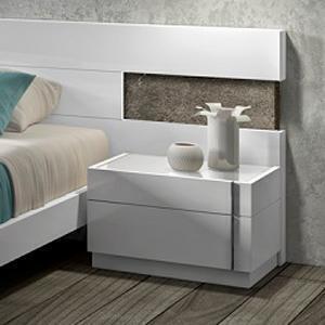 J M Furniture Amora Nightstand in White Lacquer Chrome - All