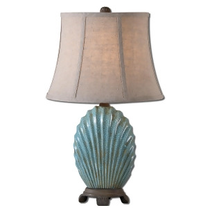 Uttermost Seashell Table Lamp w/ Oval Bell Shade in Khaki Linen - All
