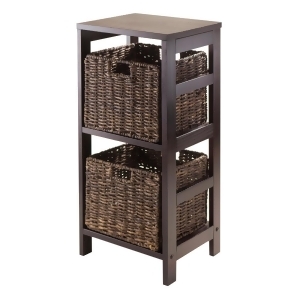 Winsome Wood Granville 3 Piece Storage Shelf w/ 2 Foldable Baskets in Espresso - All