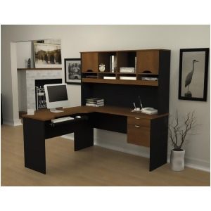 Bestar Innova L-shaped Desk In Tuscany Brown Black - All