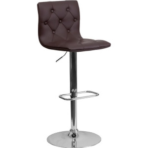 Flash Furniture Contemporary Tufted Brown Vinyl Adjustable Height Bar Stool w/ C - All