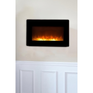 Well Traveled Living Black Wall Mounted Electric Fireplace - All
