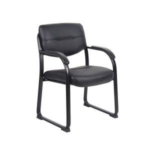 Boss Chairs Boss Leather Sled Base Side Chair w/ Arms - All