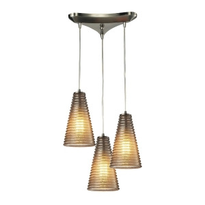 Elk Lighting Ribbed Glass Collection 3 Light Chandelier In Satin Nickel 10333/ - All