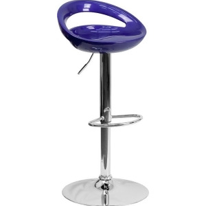 Flash Furniture Contemporary Blue Plastic Adjustable Height Bar Stool w/ Chrome - All