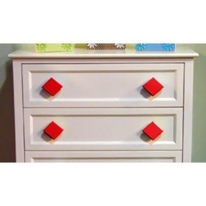 One World Diamond Primary Red Wooden Drawer Pulls Set of 2 - All