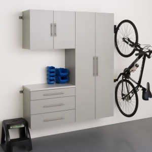 Prepac HangUps Garage 60 Inch Storage Cabinet Set B Three Piece in Gray - All