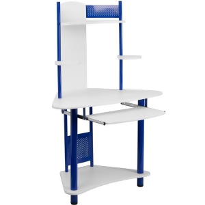 Flash Furniture Blue Corner Computer Desk w/ Hutch Nan-jn-2705-bl-gg - All