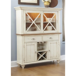 Liberty Furniture Ocean Isle Hutch Buffet in Bisque with Natural Pine Finish - All