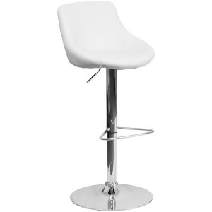 Flash Furniture Contemporary White Vinyl Bucket Seat Adjustable Height Bar Stool - All