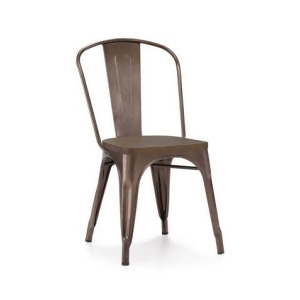 Design Lab Dreux Steel Stackable Rustic Matte Elm Wood Seat Side Chair Set of - All