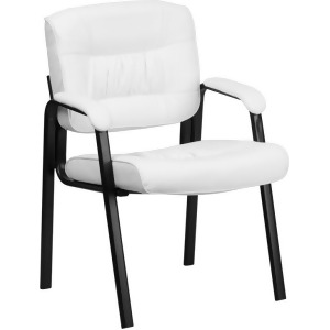 Flash Furniture White Leather Guest / Reception Chair w/ Black Frame Finish Bt - All