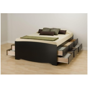 Prepac Black Tall Queen 12-Drawer Platform Storage Bed - All