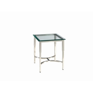 Allan Copley Designs Sheila Square Glass Top End Table in Brushed Stainless Stee - All