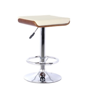 Armen Living Java Barstool in Chrome finish with Walnut wood and Cream Pu uphols - All