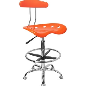 Flash Furniture Vibrant Orange Chrome Drafting Stool w/ Tractor Seat Lf-215- - All