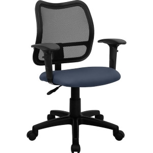 Flash Furniture Mid-Back Mesh Task Chair w/ Navy Blue Fabric Seat Arms Wl-a2 - All