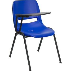 Flash Furniture Blue Ergonomic Shell Chair w/ Right Handed Flip-Up Tablet Arm - All