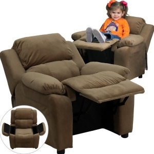 Flash Furniture Deluxe Heavily Padded Contemporary Brown Microfiber Kids Recline - All