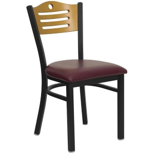 Flash Furniture Hercules Series Black Slat Back Metal Restaurant Chair Natural - All