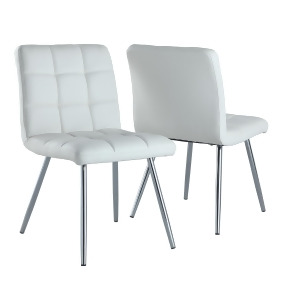 Monarch Specialties White Leather-Look Chrome Metal Dining Chair I 1071 Set of - All