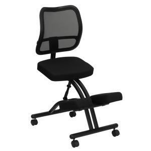 Flash Furniture Mobile Ergonomic Kneeling Chair w/ Black Curved Mesh Back Fabr - All