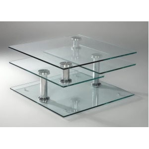 Chintaly 8052 Starphire Glass Cocktail Table In White Glass - All