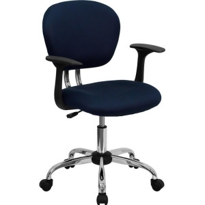 Flash Furniture Mid-Back Navy Mesh Task Chair w/ Arms Chrome Base H-2376-f-n - All