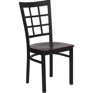 Flash Furniture Hercules Series Black Window Back Metal Restaurant Chair Mahog - All
