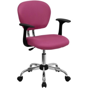 Flash Furniture Mid-Back Pink Mesh Task Chair w/ Arms Chrome Base H-2376-f-p - All