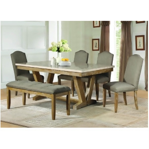 Homelegance Jemez 6 Piece Faux Marble Top Dining Room Set in Weathered - All